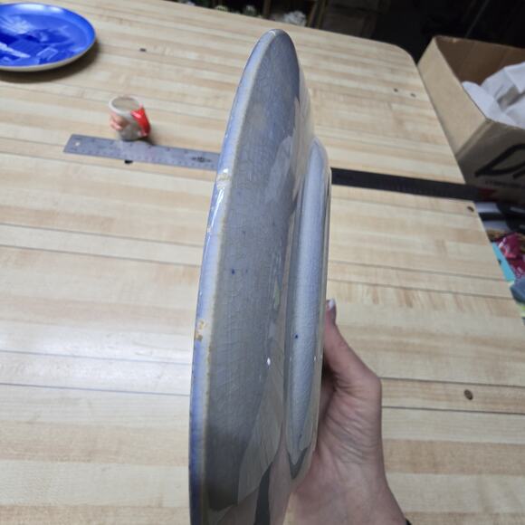 Wedgewood Flow Blue Turkey Plate 8.75" Antique Deep Blue Transferware England - Picture 11 of 12